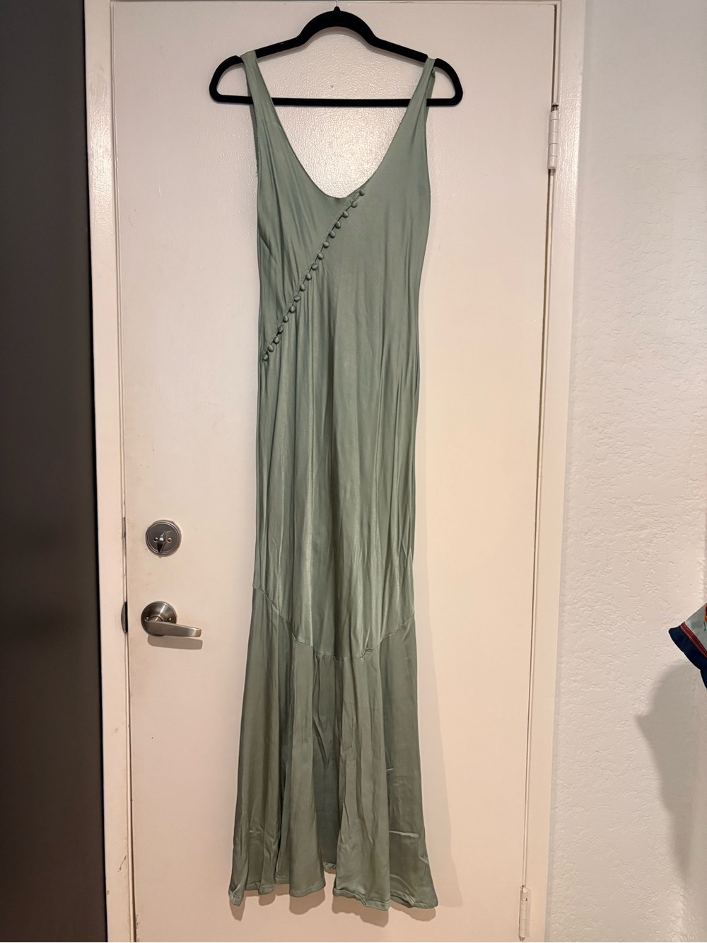 Topshop Sage Green Satin Backless Slip Maxi Dress - Picture 2 of 5